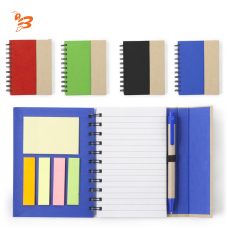 Set memo a spirale, memo stick adesivi, penna a sfera  - 57B3099