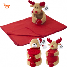 Peluche Cervo con coperta in pile, a tema natalizio - 99B2532